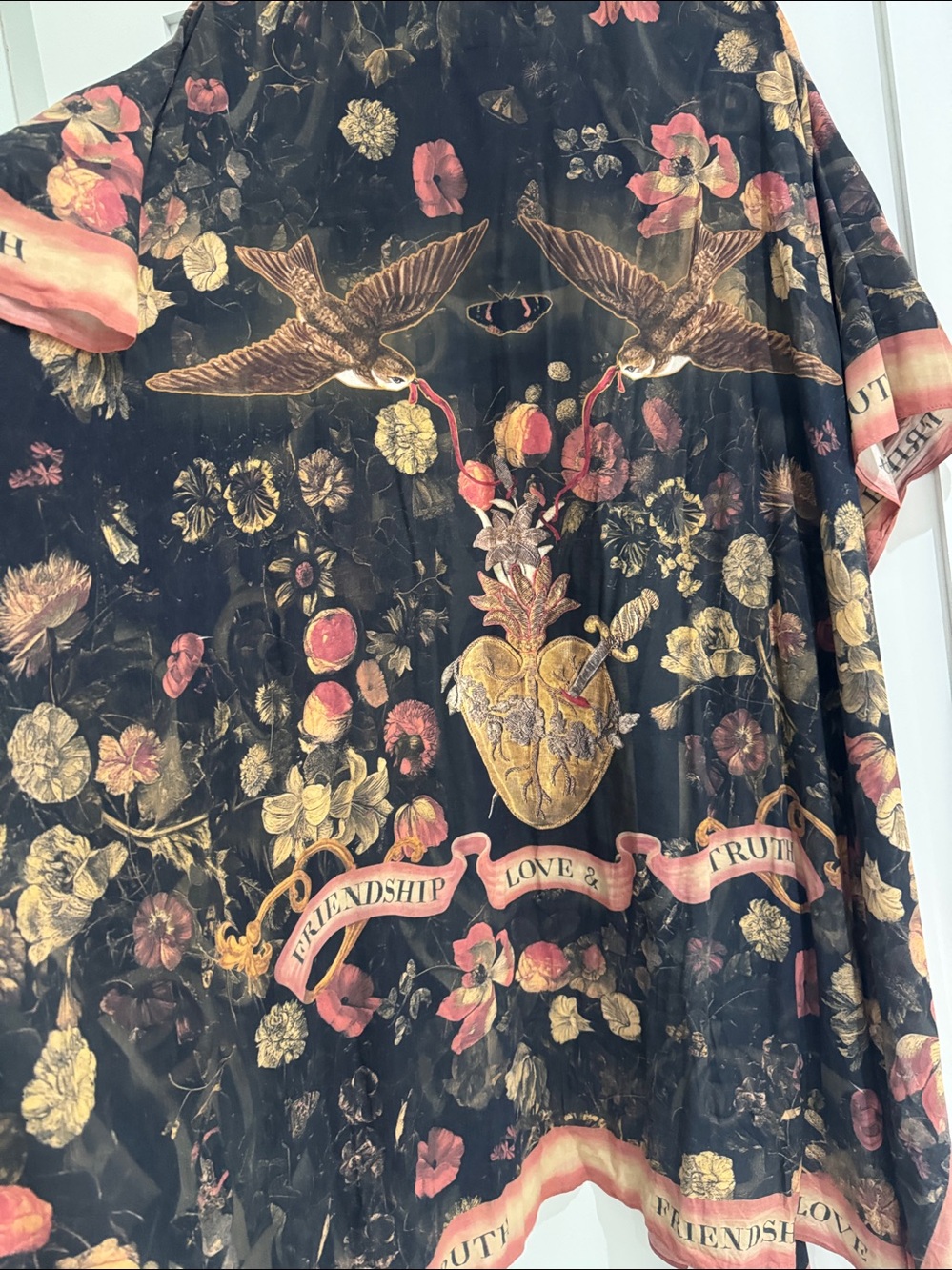 Floral Black & Pink Lightweight Kimono Cover-Up - Picture 5 of 5